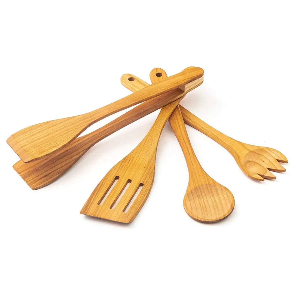 tuuli Lot d'ustensiles de cuisine en bois de hêtre (6