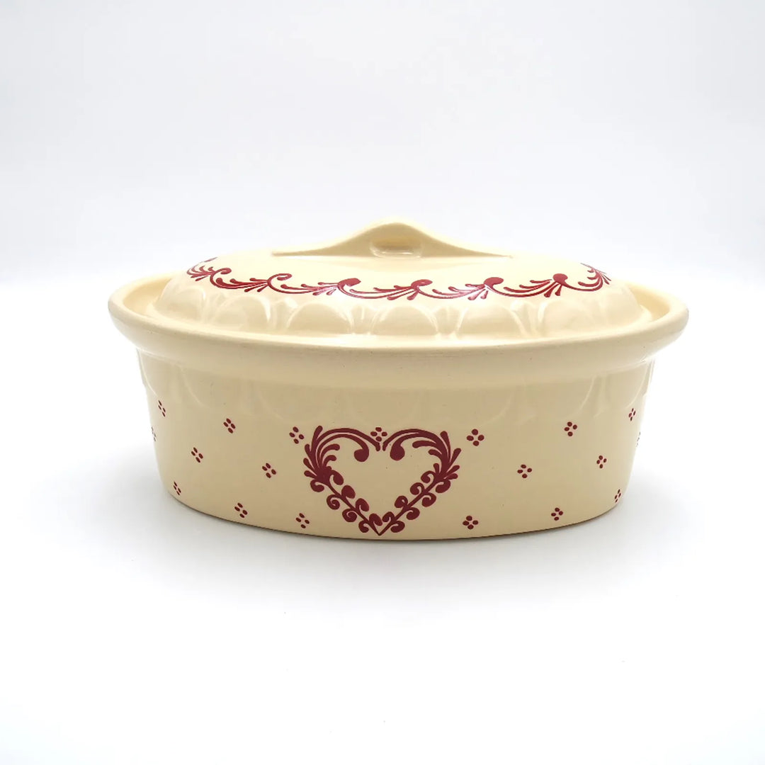 Terrine ovale nature cœur frise Terrines Poterie Beck