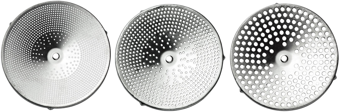 Lot de 3 grilles inox pour passe-légumes diamètre 24,27 et 31 cm Passe-légumes Guillouard