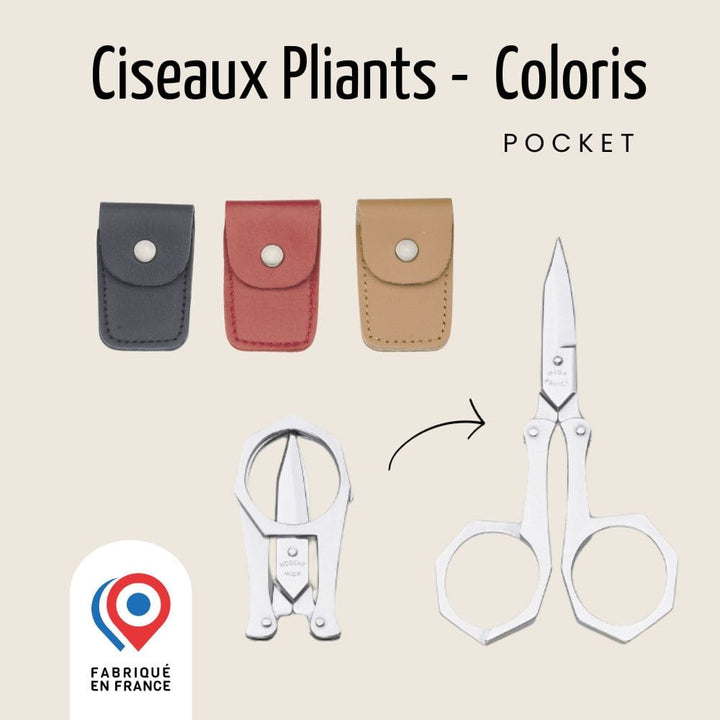 Ciseaux pliants de poche - Étui en cuir | Pocket