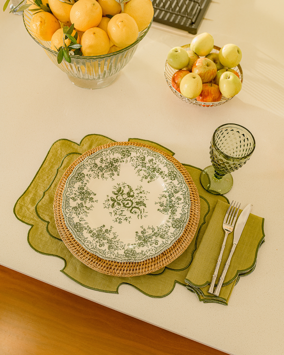 Set de table Belmonte, vert sur vert