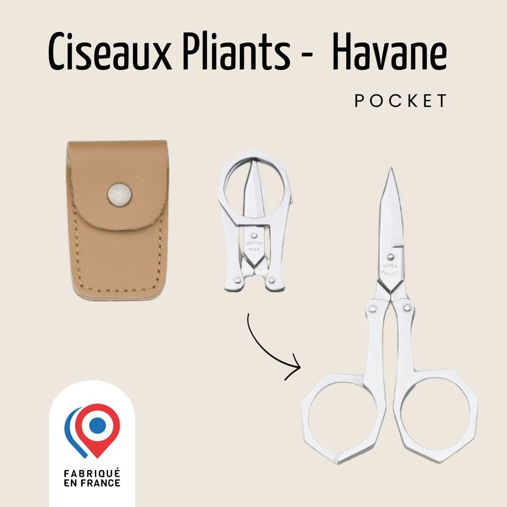 Ciseaux pliants de poche - Étui en cuir | Pocket