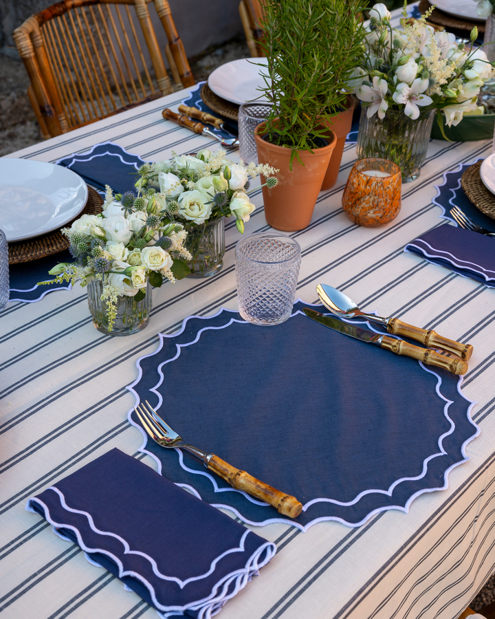 Set de table Navy, bleu marine et blanc