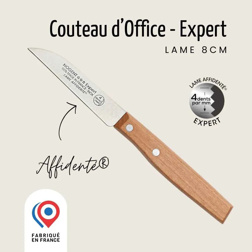 Couteau d’Office – Lame 8 cm – 4 dents au mm | Affidenté® Naturel