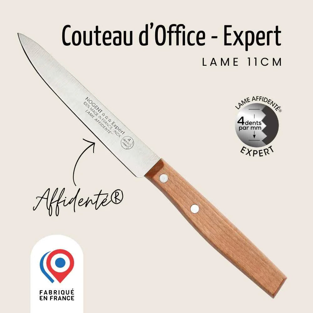 Couteau d’Office – Lame 11 cm – 4 dents au mm | Affidenté® Naturel