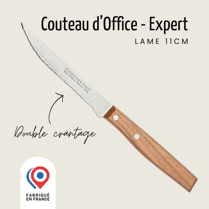 Couteau steak – Lame 11cm double crantage | Affidenté® Naturel