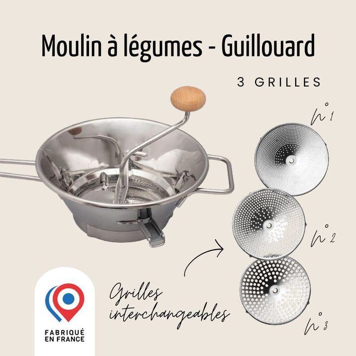 Moulin à Légumes Premium - Inox - 3 grilles | Guillouard