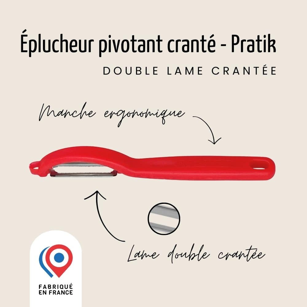 Éplucheur “I” – Pivotant – Lame double crantée | Nogent Daily