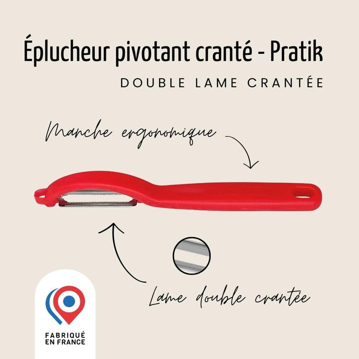 Éplucheur “I” – Pivotant – Lame double crantée | Nogent Daily