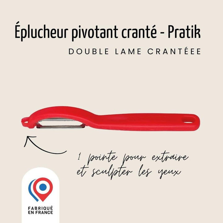 Éplucheur “I” – Pivotant – Lame double crantée | Nogent Daily