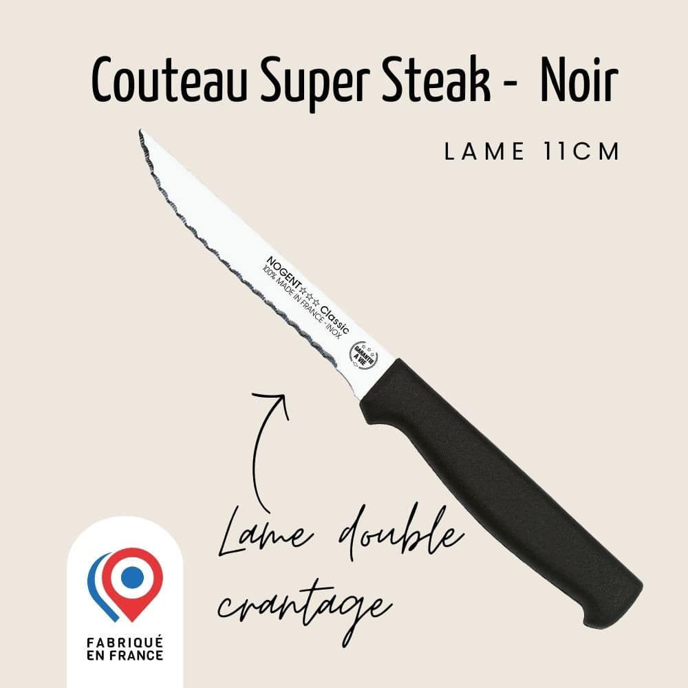 Couteau Super steak – Lame 11cm double crantage - Manche renforcé | Classic Polypro