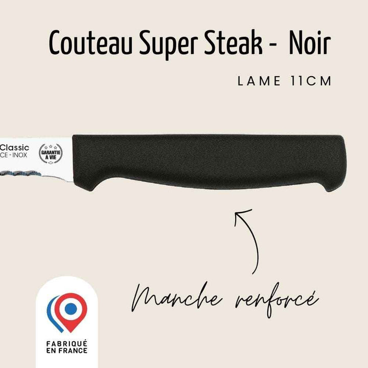 Couteau Super steak – Lame 11cm double crantage - Manche renforcé | Nogent Daily