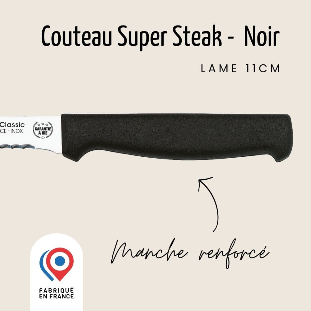 Couteau Super steak – Lame 11cm double crantage - Manche renforcé | Classic Polypro