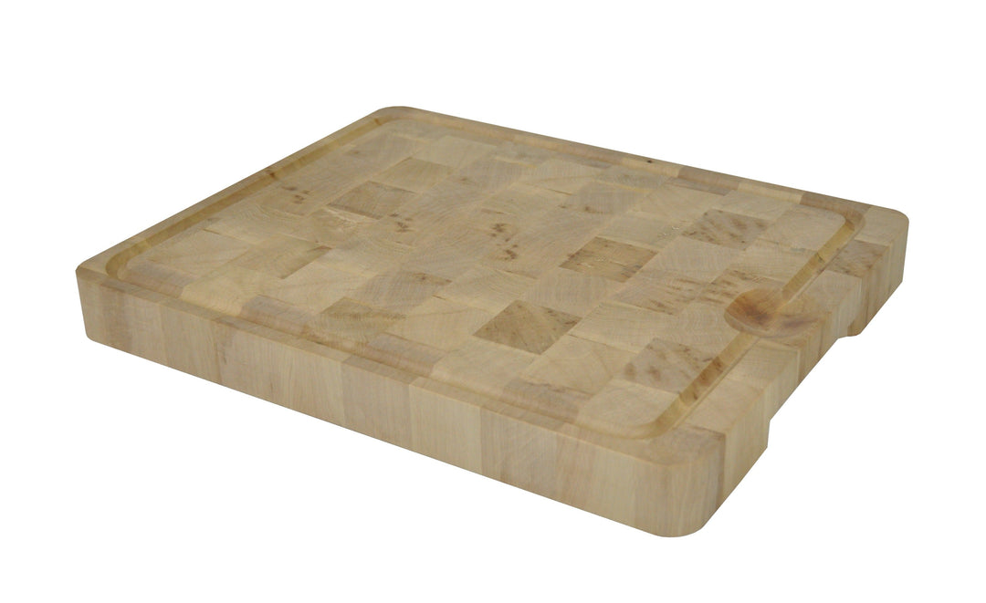 Planche en bois de bout de charme avec rigole ramasse jus