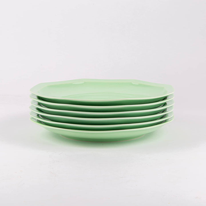 La grande assiette en porcelaine octogonale - Vert amande