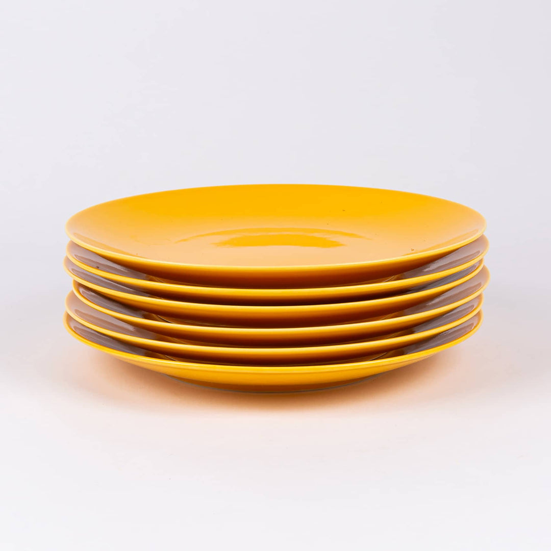 La grande assiette en porcelaine ronde - Jaune moutarde