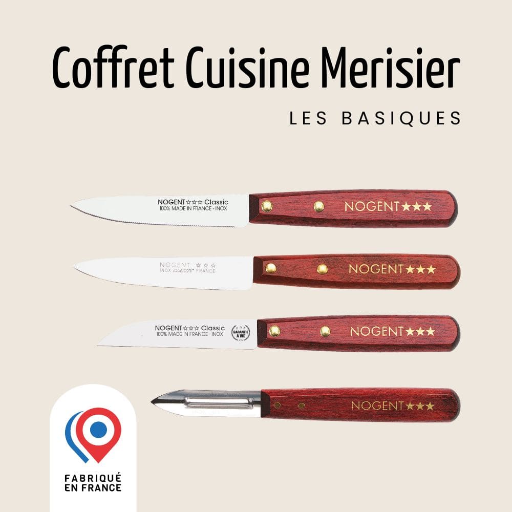 Coffret Cuisine - Merisier | Les basiques pour ma cuisine Couteaux de cuisine Nogent 3 Etoiles