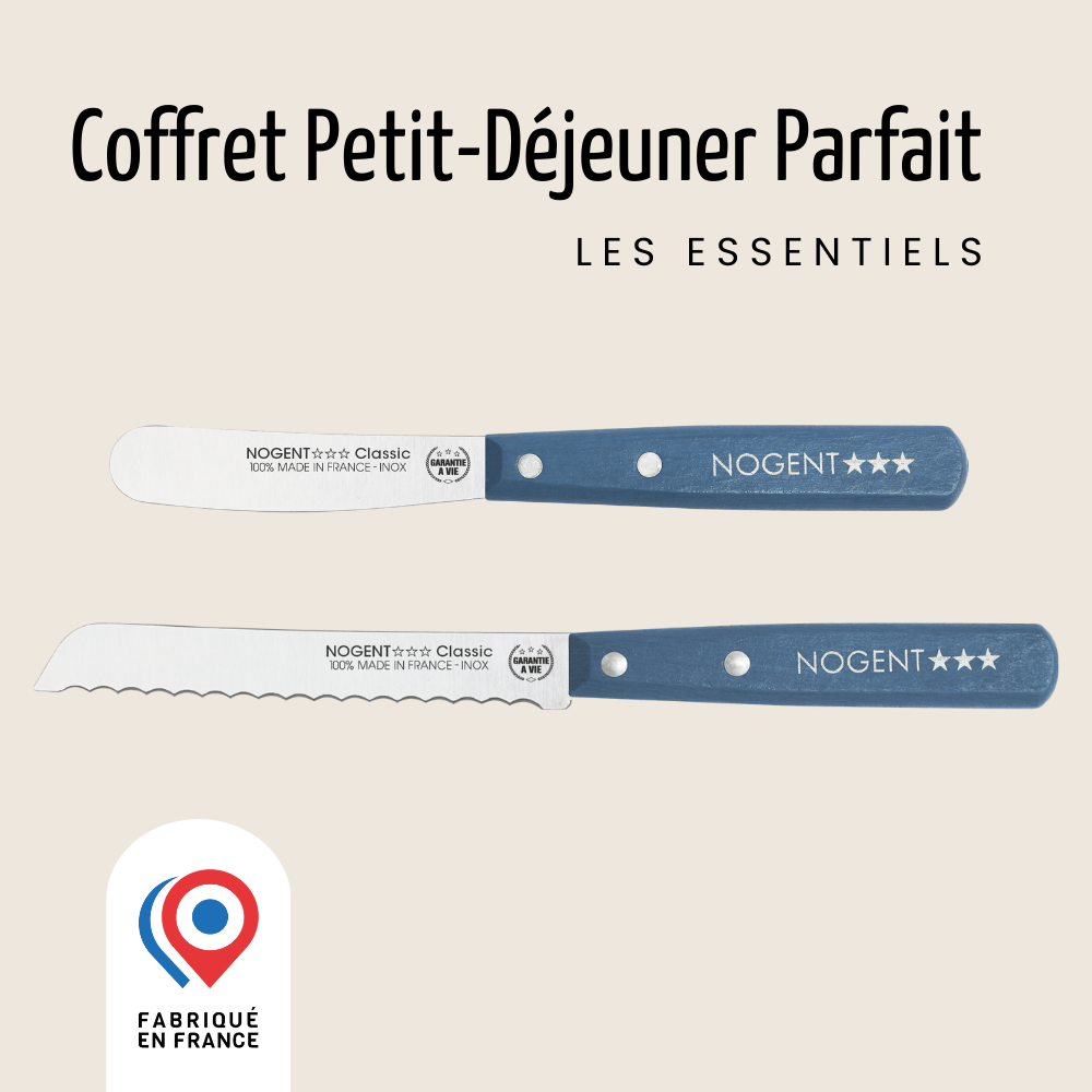 Duo – Set couteau à pain 11cm et tartineur 8cm Nogent *** | Classic Bois