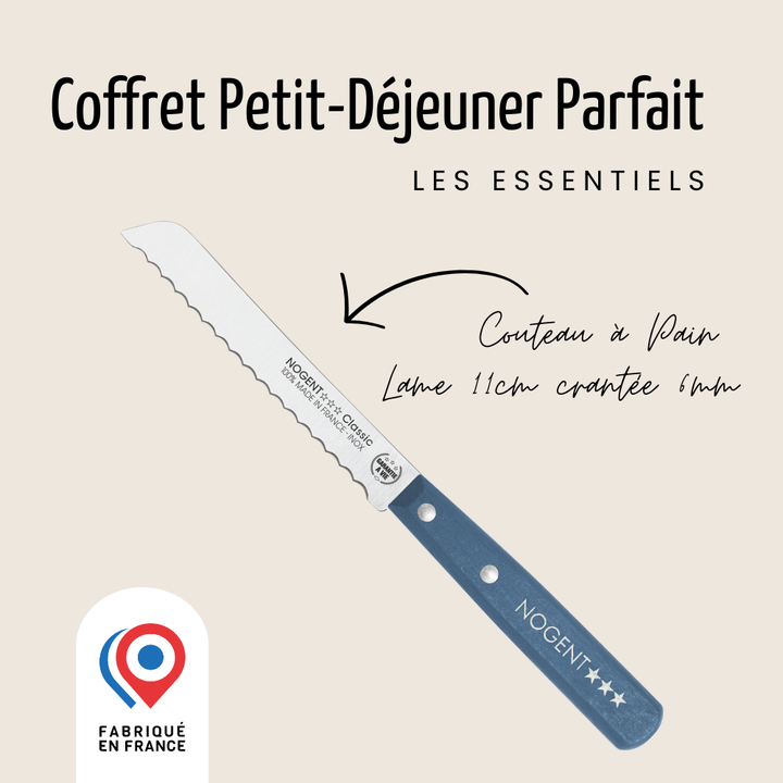 Duo – Set couteau à pain 11cm et tartineur 8cm Nogent *** | Classic Bois