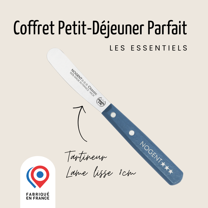 Duo – Set couteau à pain 11cm et tartineur 8cm Nogent *** | Classic Bois