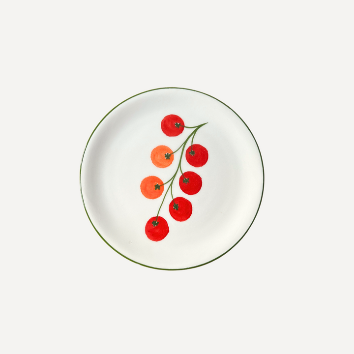 Small plate with small tomatoes and green border (Set of 2)