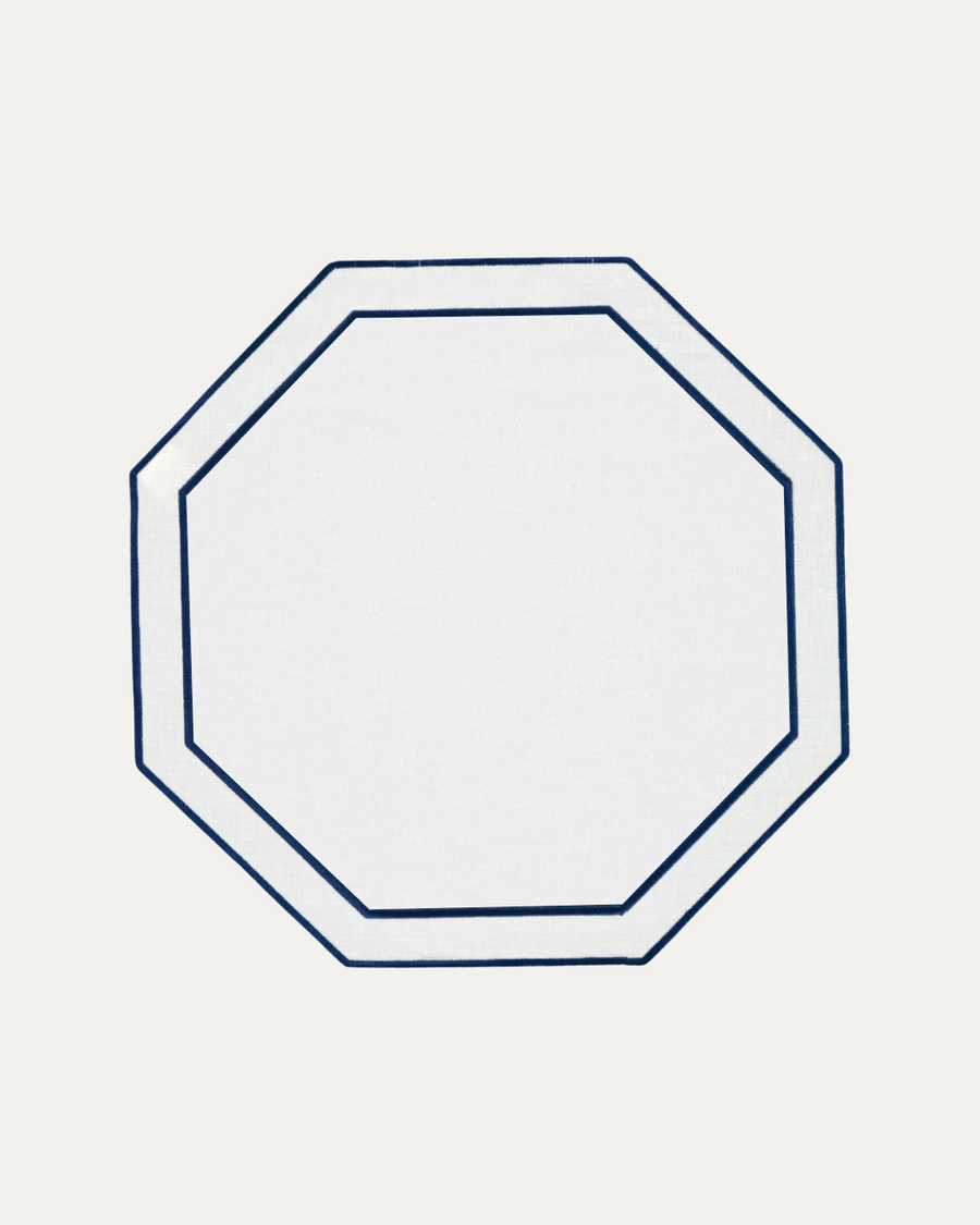 Set de table Douro blanc et feston bleu marine Sets de table Mariaida Home