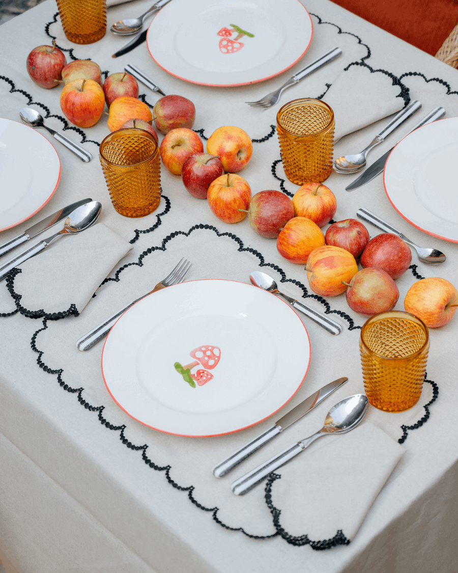 Set de table Luna, Beige et feston Noir Sets de table Mariaida Home