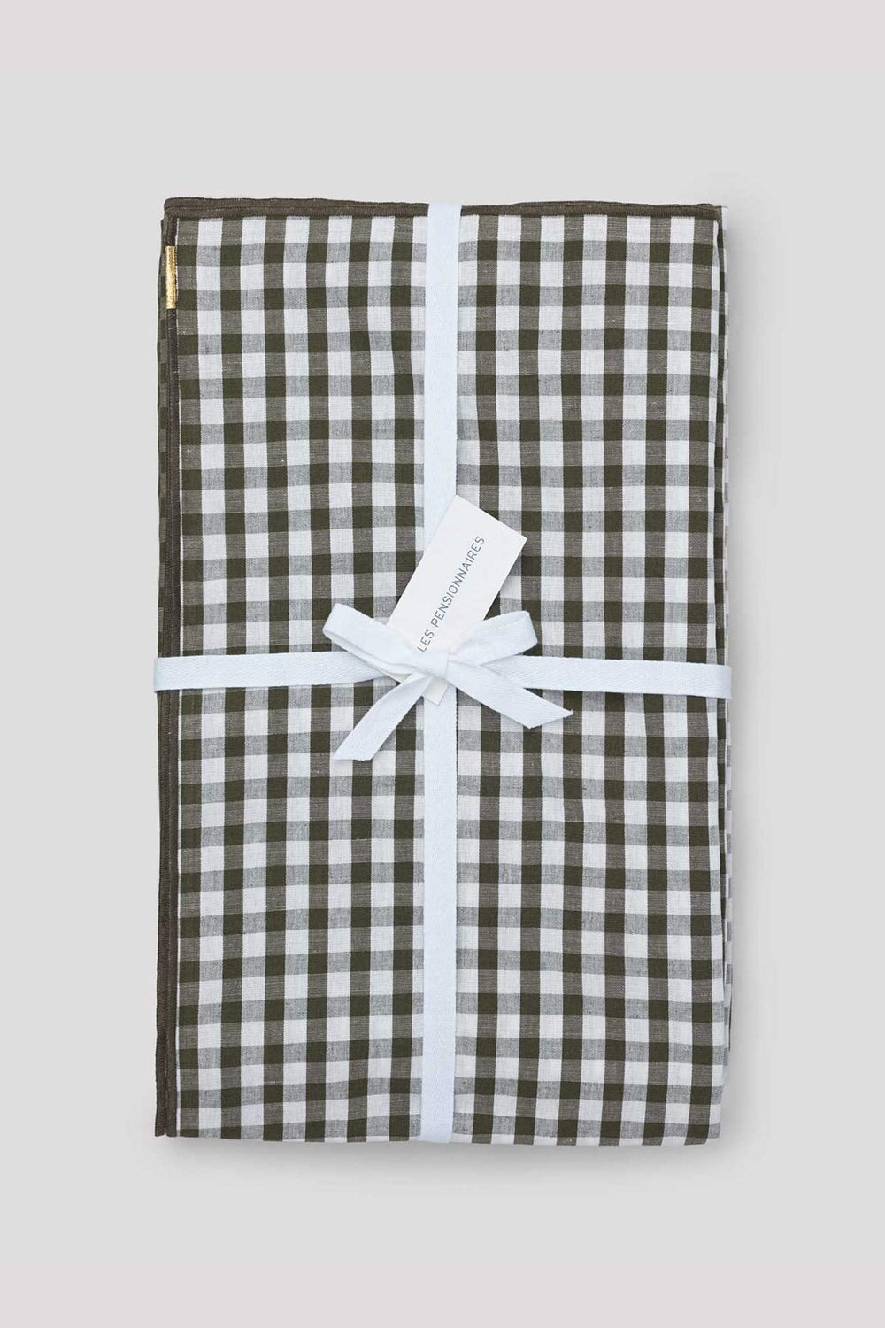 Nappe vichy vert câpre en lin et coton Nappes Les Pensionnaires