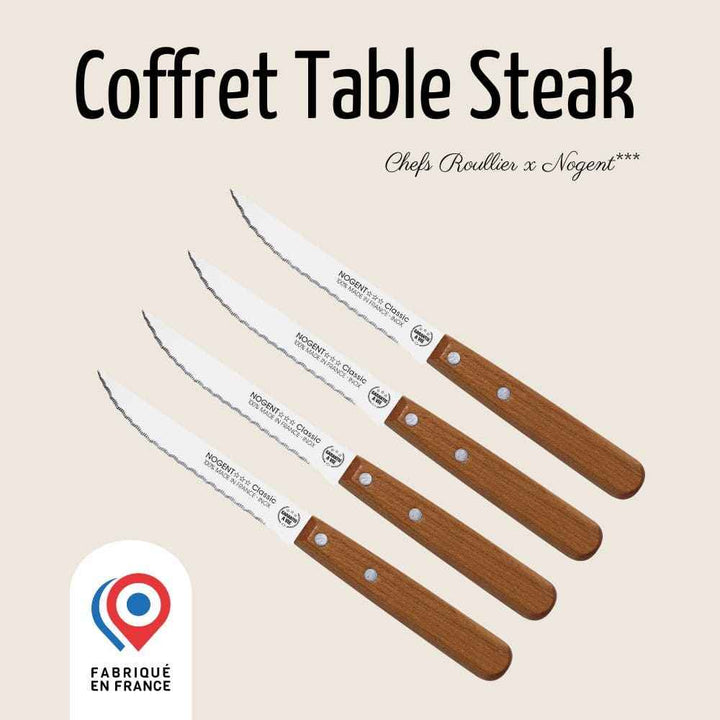 Coffret Couteaux Steak crantés – Cerisier des bois | Nogent Iconic
