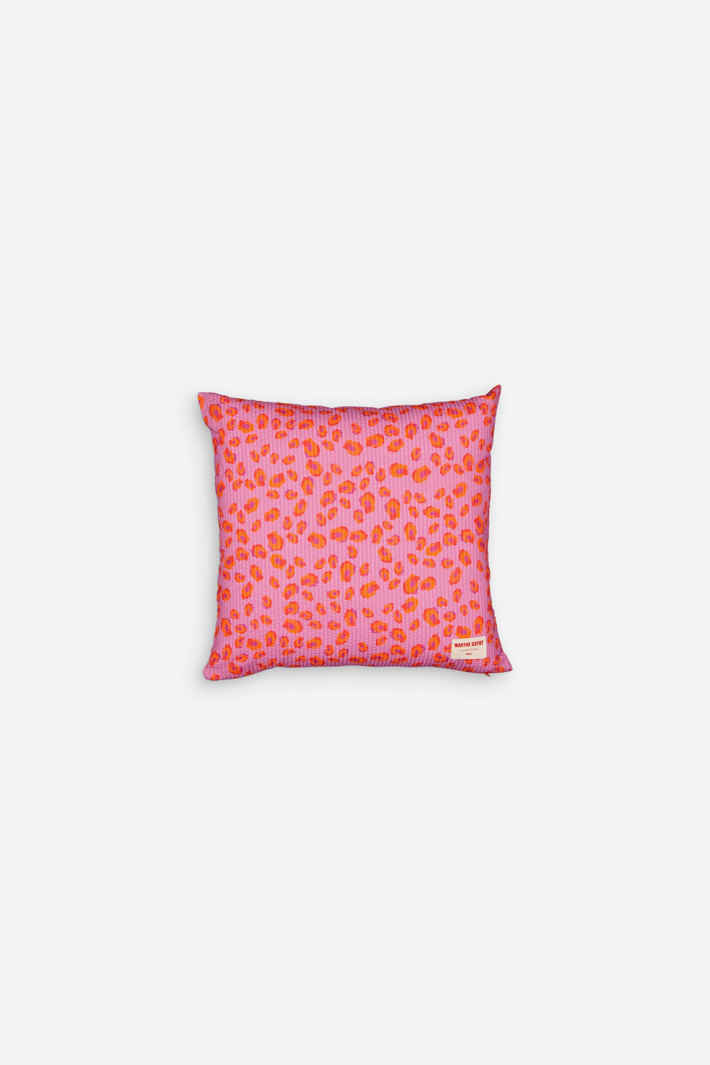 Coussin motif iconique léopard rose, violet et orange - GEORGES Coussin Maryne Guyot créations