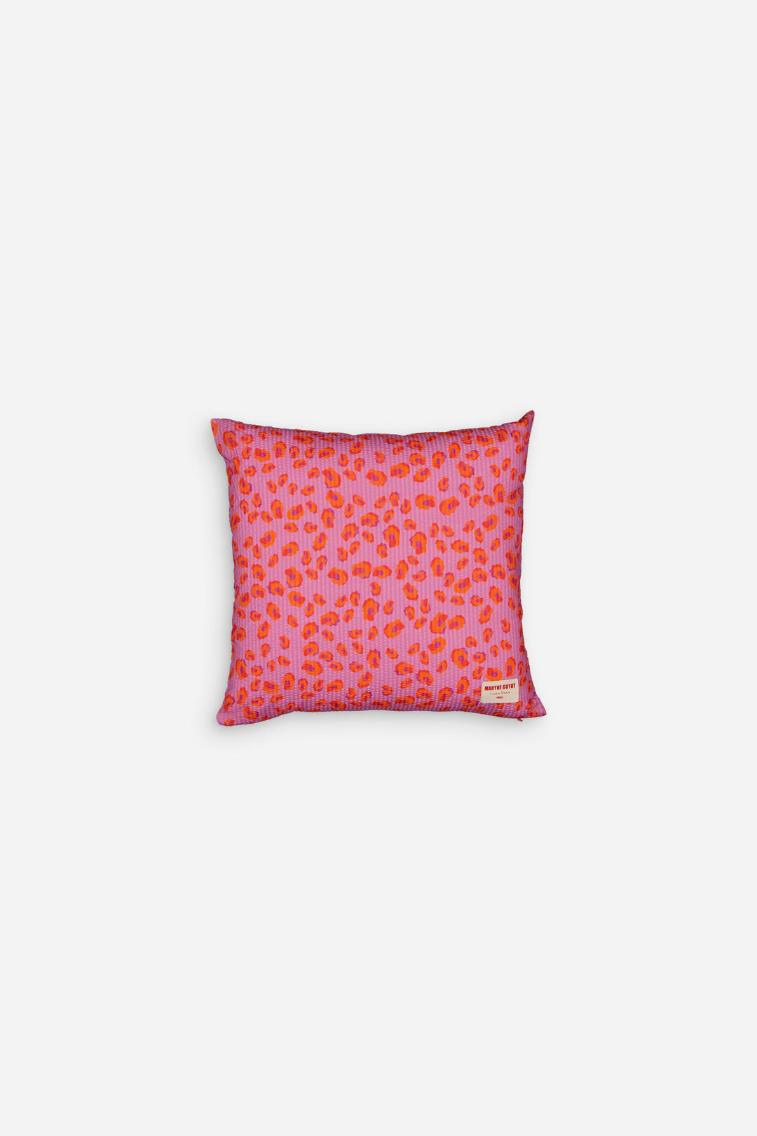 Coussin motif iconique léopard rose, violet et orange - GEORGES Coussin Maryne Guyot créations