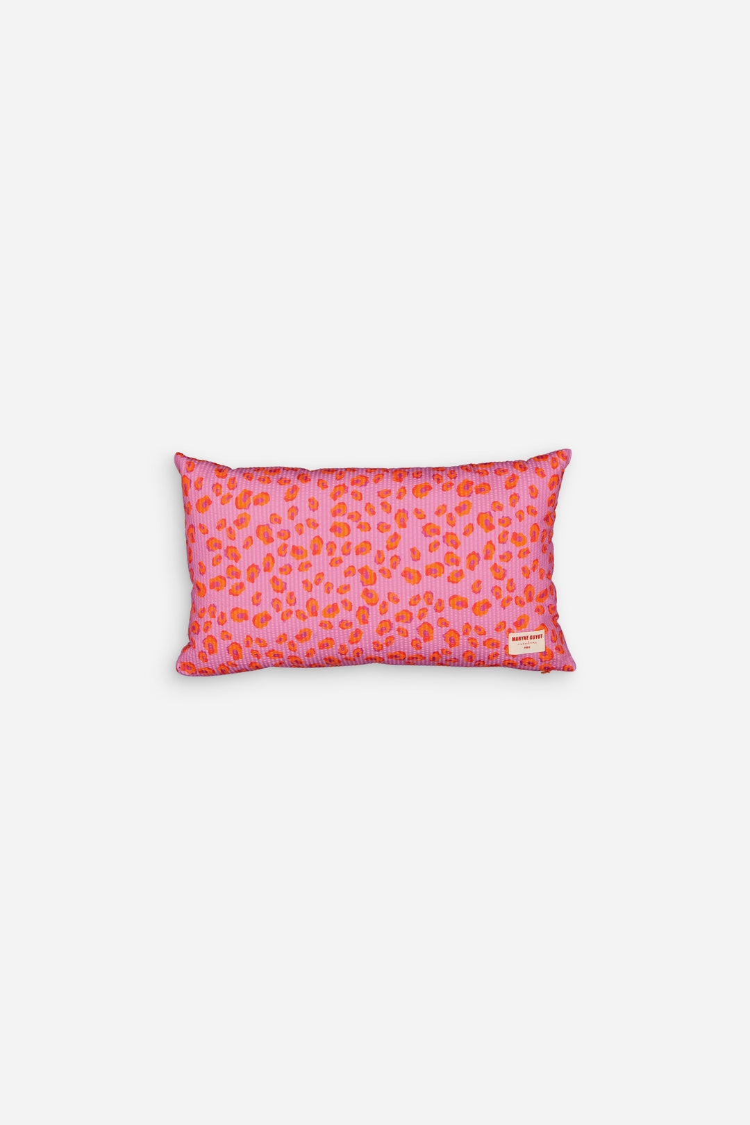 Coussin motif iconique léopard rose, violet et orange - GEORGES Coussin Maryne Guyot créations