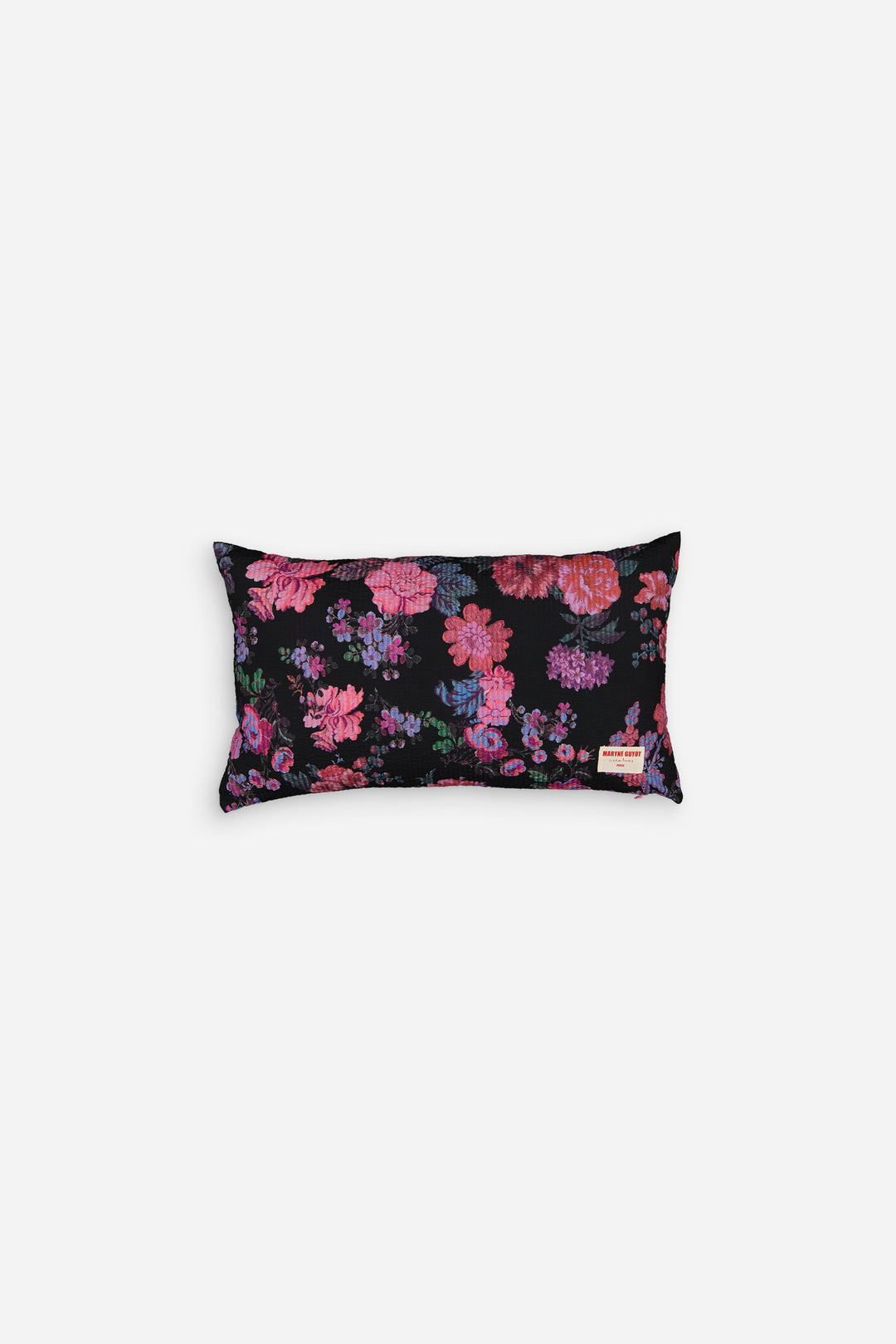 Black cushion with pink flowers - ALMA