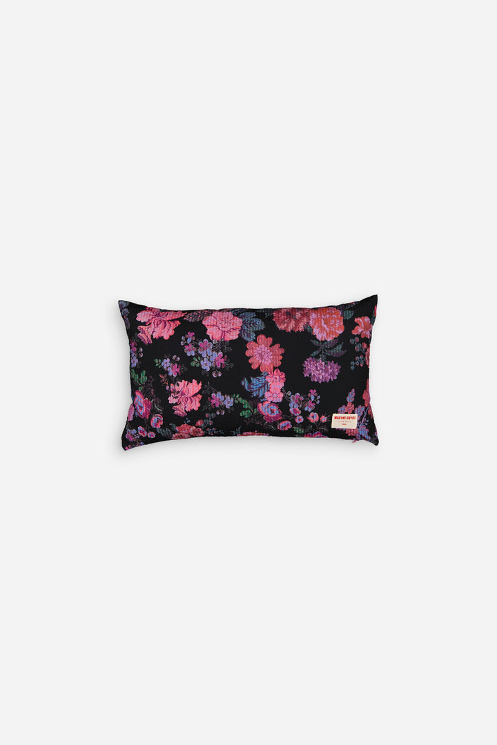 Black cushion with pink flowers - ALMA