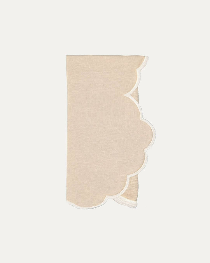 Serviette Iris, beige et blanc