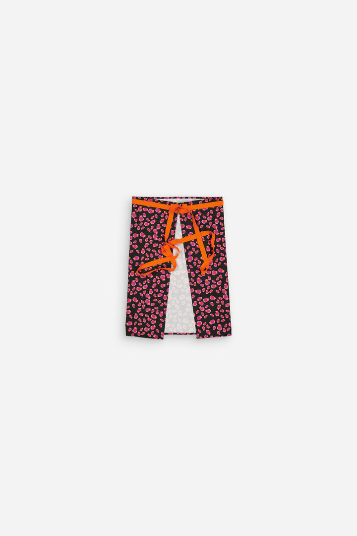 Black leopard print kitchen apron skirt