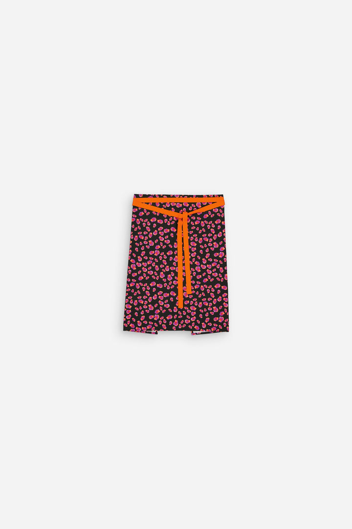 Black leopard print kitchen apron skirt