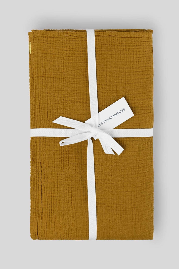Nappe en double gaze de coton rouille, jaune safran, vert kaki, blanc, rose, bleu Les pensionnaires