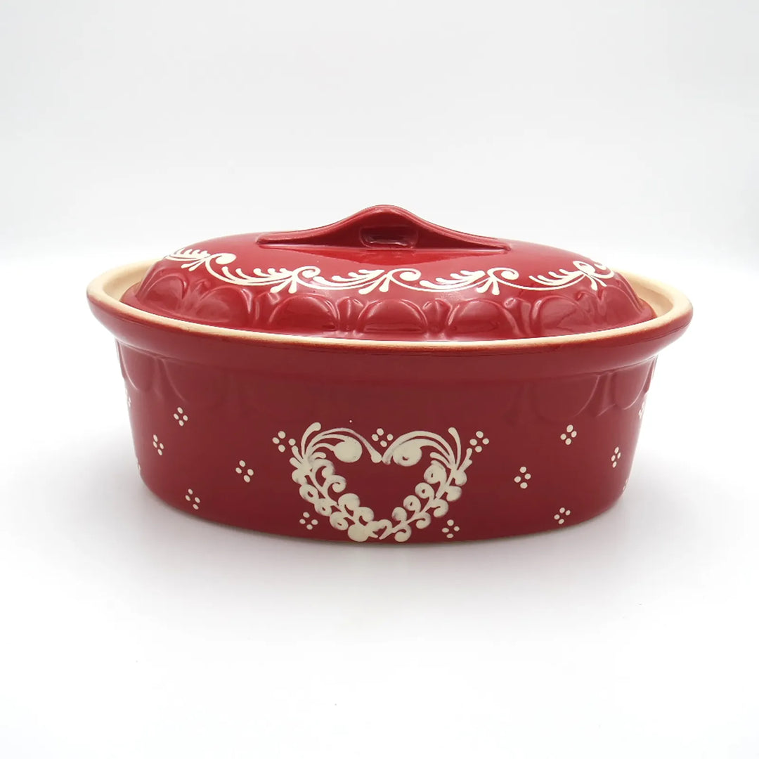 Terrine ovale cerise cœur frise
