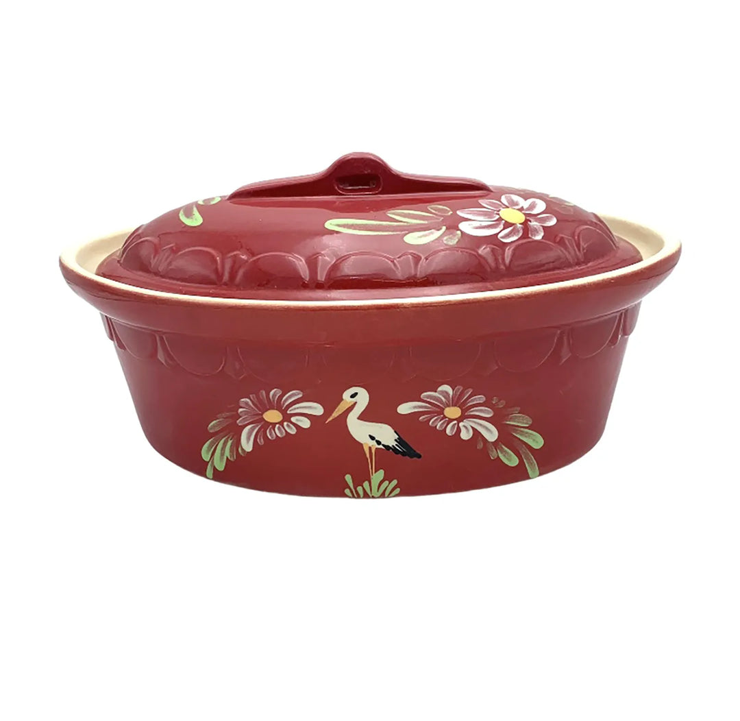 Oval terrine with cherry stork