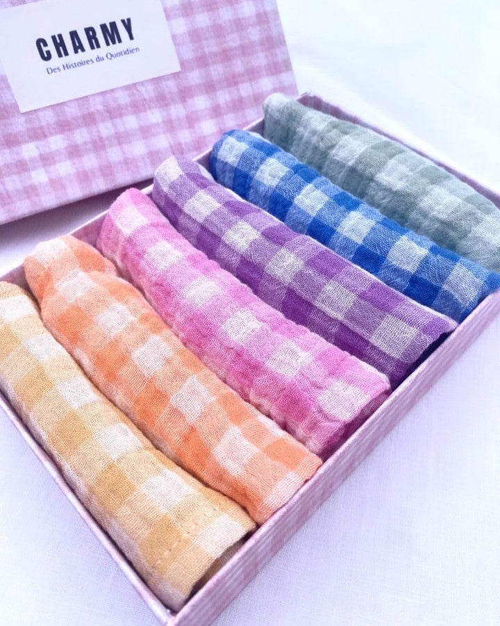 Coffret de 6 serviettes de table en tissu modèle Petite Rainbow fabriquées en France