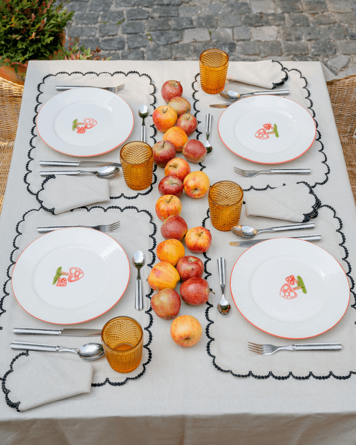 Set de table Luna, Beige et feston Noir Sets de table Mariaida Home