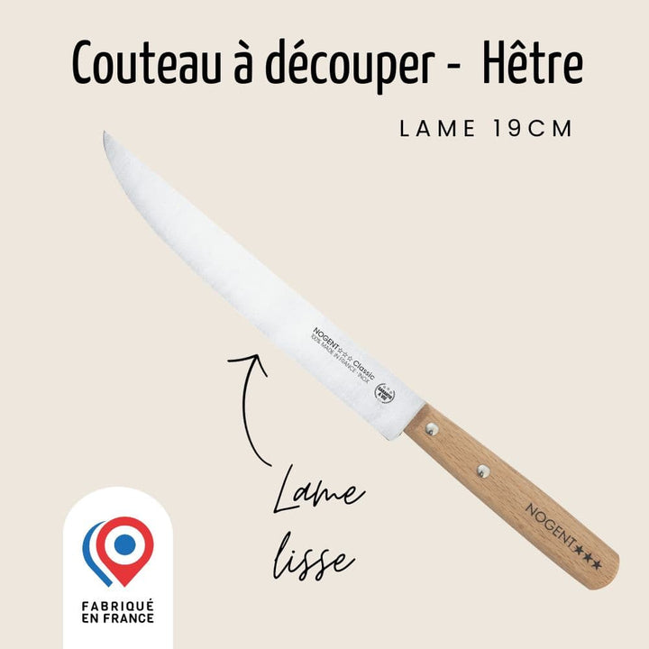 Grand couteau à découper - Lame lisse 19cm | Classic Bois