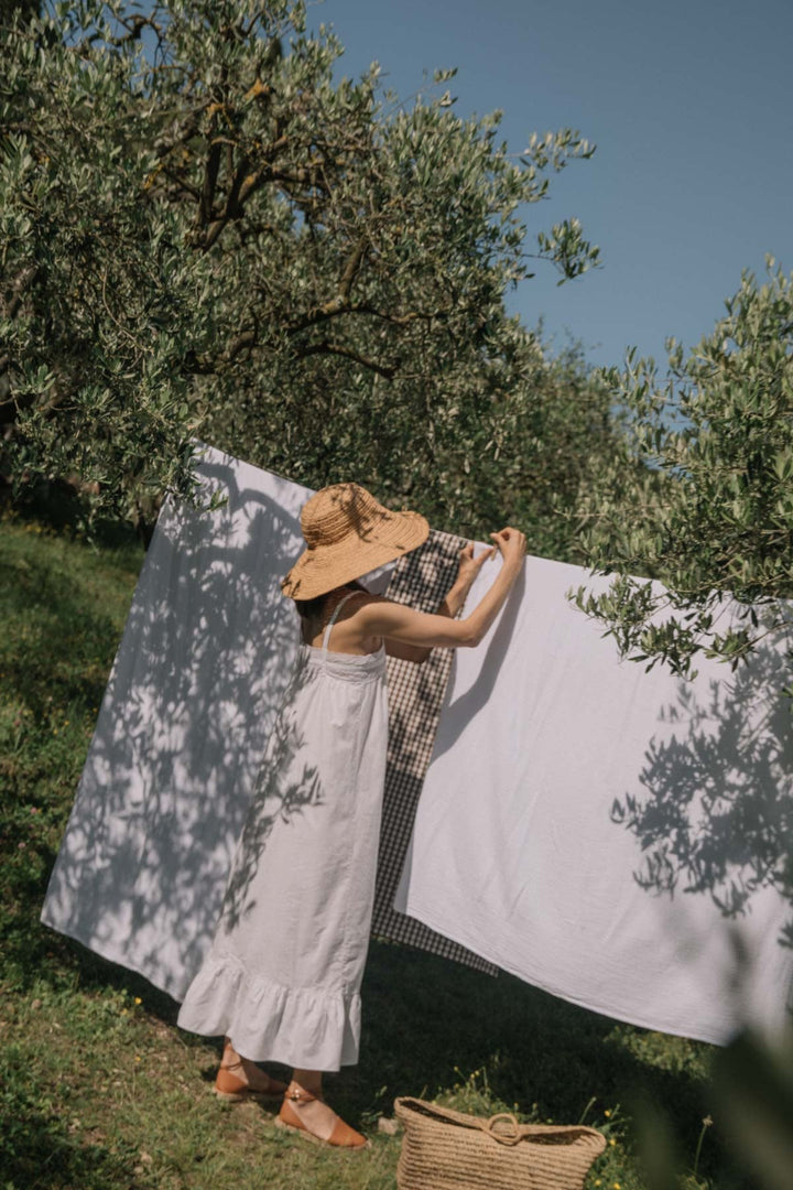 Nappe en double gaze de coton blanc immaculé Nappes Les Pensionnaires