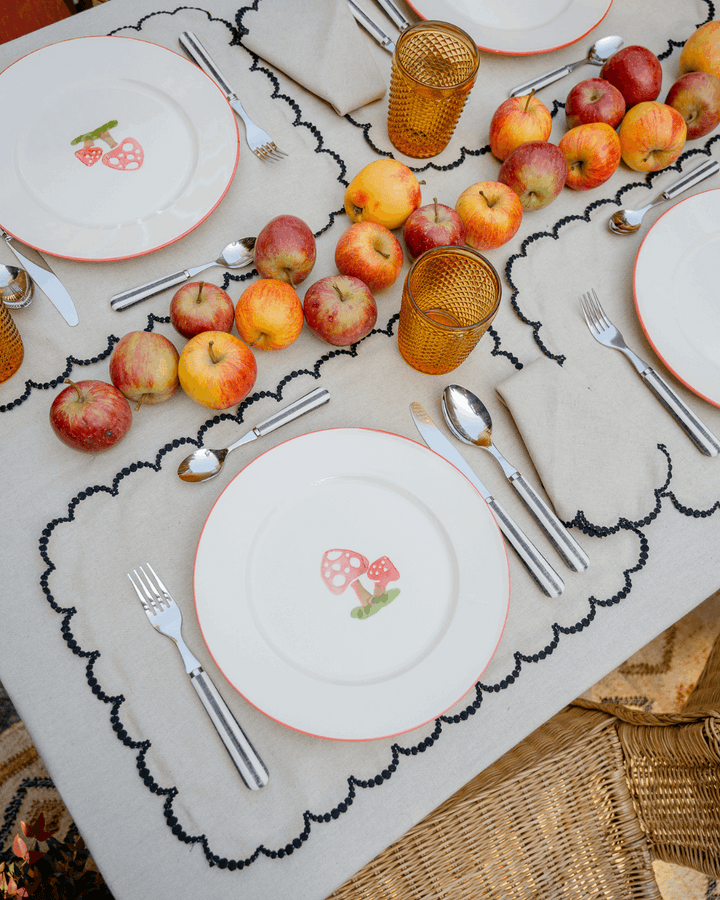 Set de table Luna, Beige et feston Noir Sets de table Mariaida Home