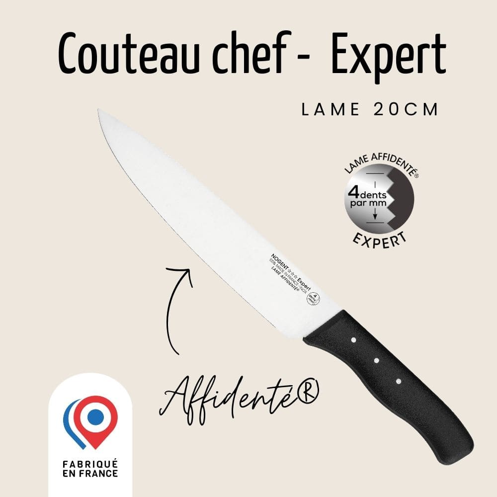 Couteau de Chef - Lame 20 cm - Noir | Expert Affidenté® Couteaux de chef Nogent 3 Etoiles