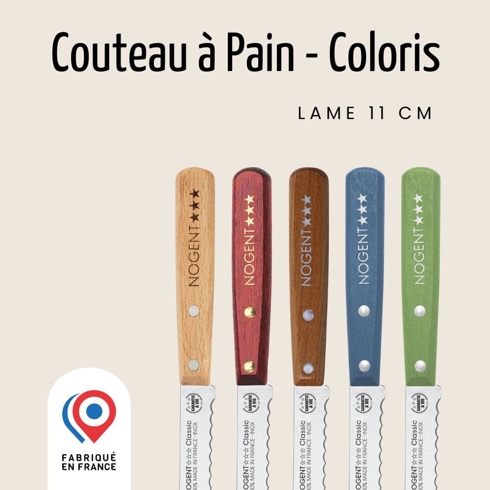 Couteau Petit Pain - Lame 11cm crantée 6mm | Classic Bois