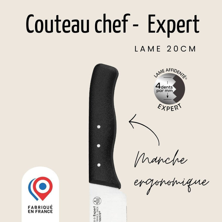 Couteau de Chef - Lame 20 cm - Noir | Expert Affidenté®