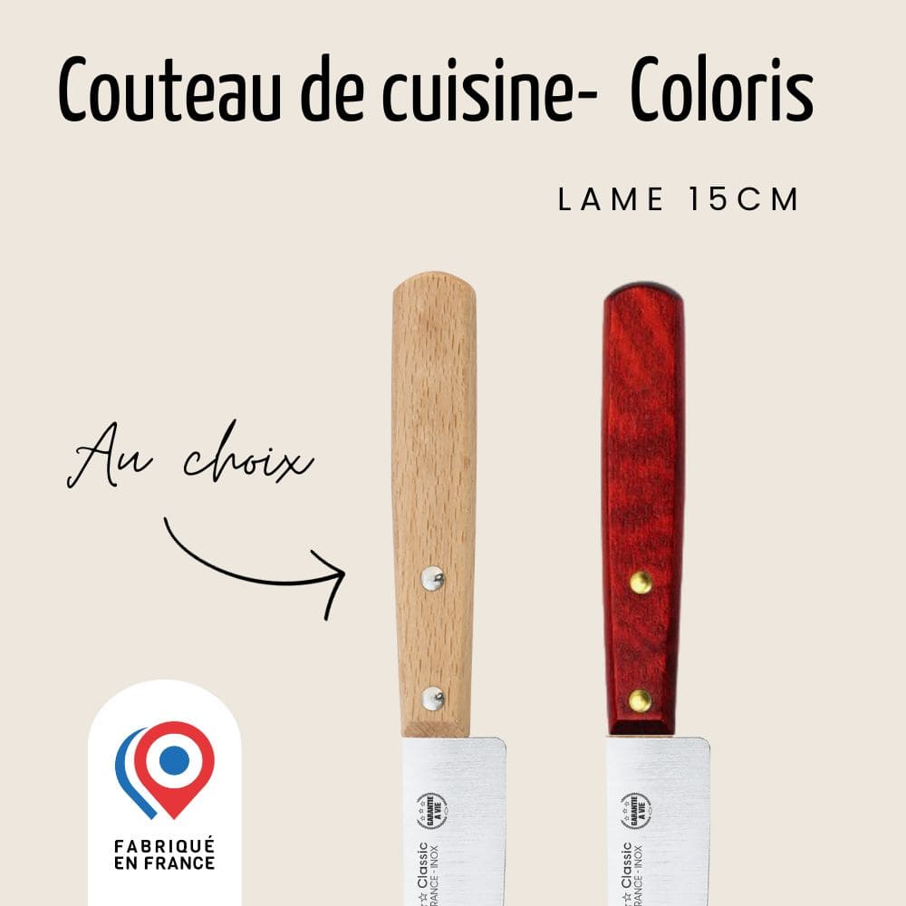 Couteau de Cuisine - Lame Lisse 15cm | Classic Bois Couteaux multi-usages Nogent 3 Etoiles