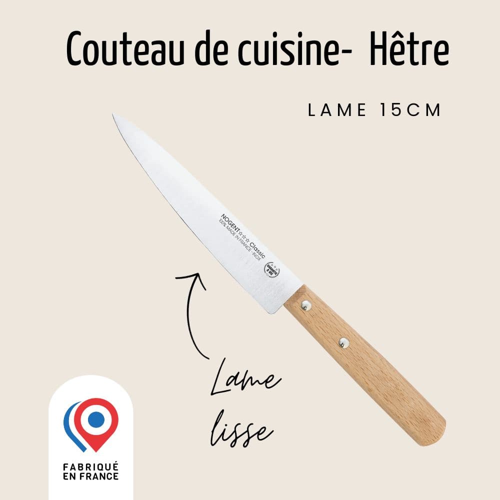 Couteau de Cuisine - Lame Lisse 15cm | Classic Bois